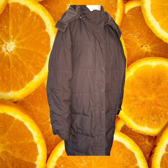 L.L. Bean‎ Goose Down Long Brown Puffer Jacket With Hood Size XL - Picture 1 of 6